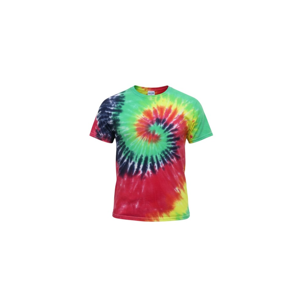 On Fire T-Shirt Mens Medium Multicolor Spiral Tie Dye Short Sleeve Retro Tee